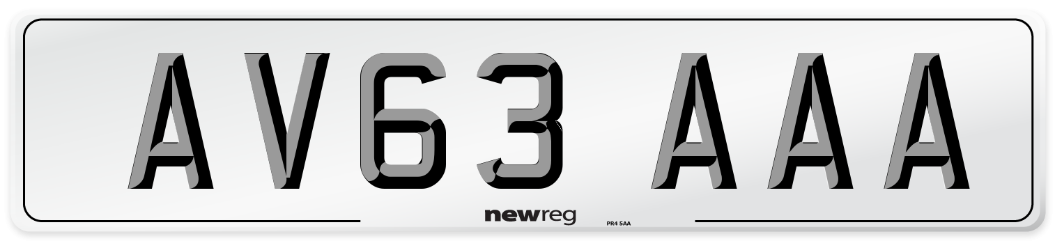 AV63 AAA Number Plate from New Reg